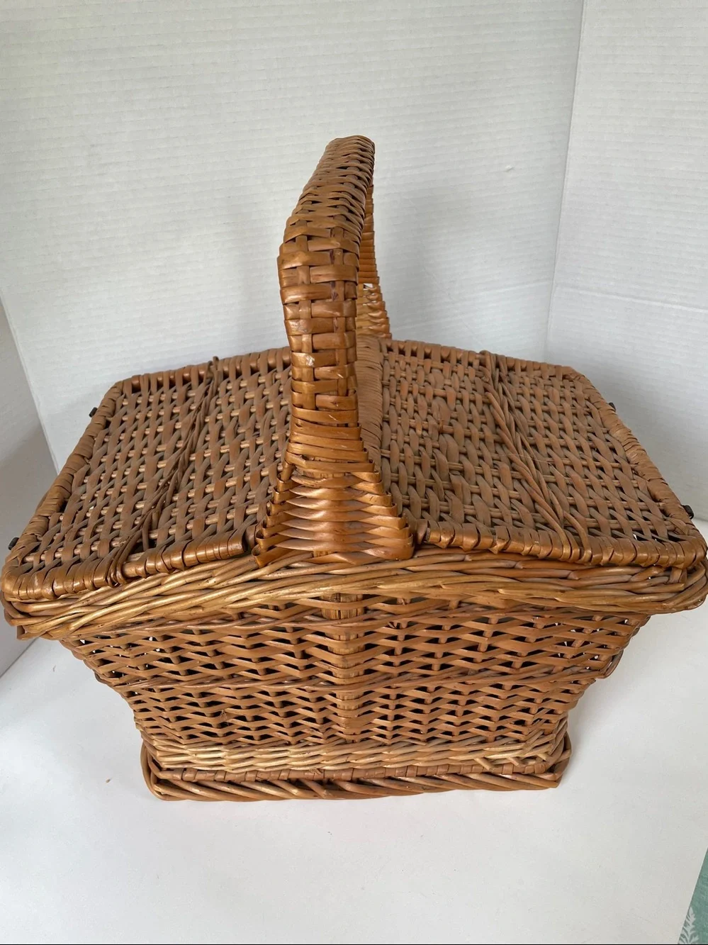 Vintage Wicker Sewing Basket plastic tray